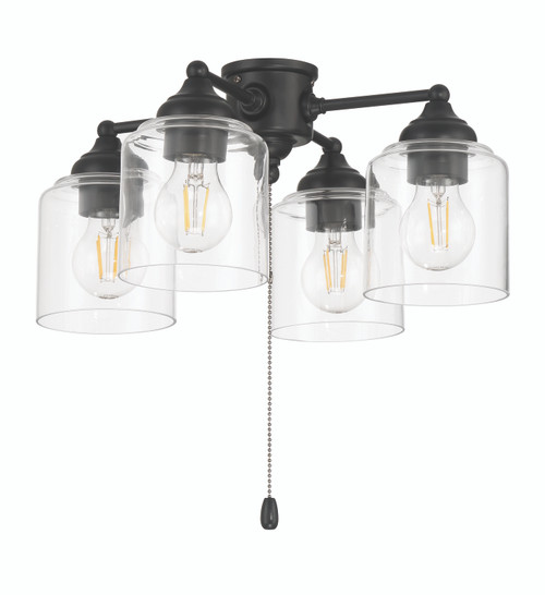 4 Light Light Kit in Flat Black (Clear Glass)