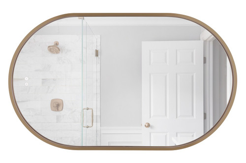 Rachel 24" x 40" Framed Oval Edge/Back Lit LED Mirror, Dimmer, 3000-5000K, in Satin Brass