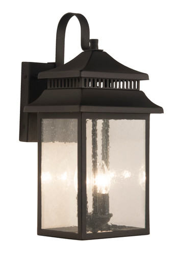 Crossbend 3 Light Large Outdoor Wall Lantern in Textured Black