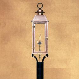 Handcrafted copper gas light with decorative post mount