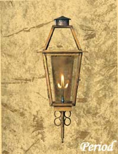 Copper gas light with decorative scroll- The Period