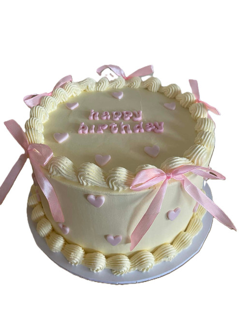 Vintage Pink Ribbon Cake