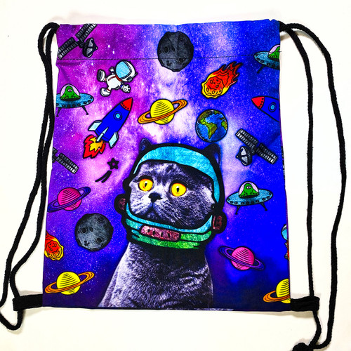 Drawstring Backpack Astronaut Cat Shoulder Bags