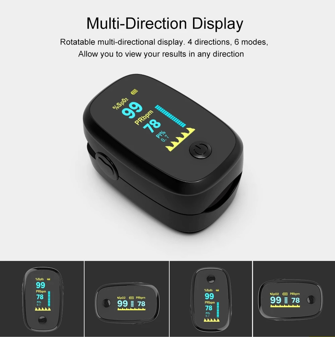 Pulse Oximeter with OLED Display - Free Storage Case!