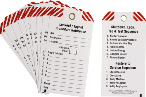 3" x 5.75" Brady Write-On Lockout Procedure Tag Tag (Black, Red on White) (Pack of 10 Tags) - 148863