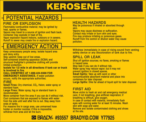 4.5" x 3.75" Brady Label (Black on Yellow) (Pack of 25 Labels) - 93557