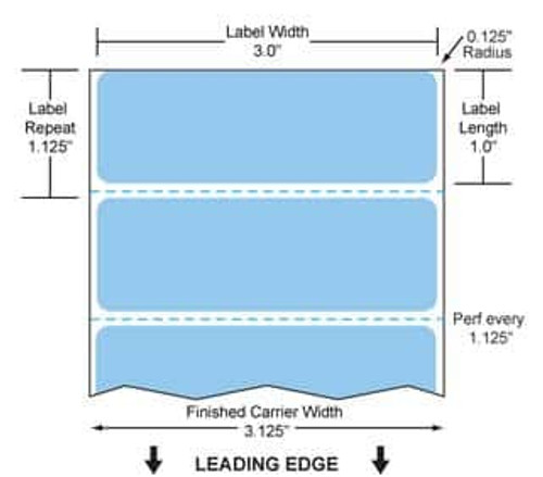 3" x 1" Paper Label (Blue) (Case) - RD-3-1-5500-BL