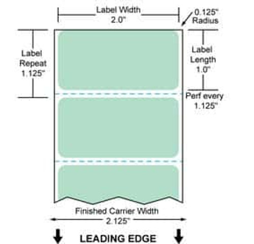 2" x 1" Color Label (Green) (Case) - RD-2-1-1375-GR