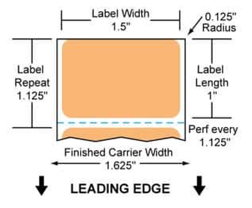 1.5" x 1" Color Label (Orange) (Case) - RD-15-1-1375-OR