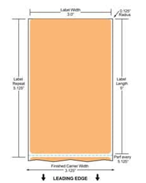 3" x 5" Paper Label (Orange) (Case) - RD-3-5-1200-OR