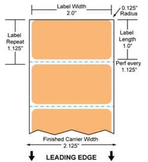 2" x 1" Color Label (Orange) (Case) - RD-2-1-1375-OR