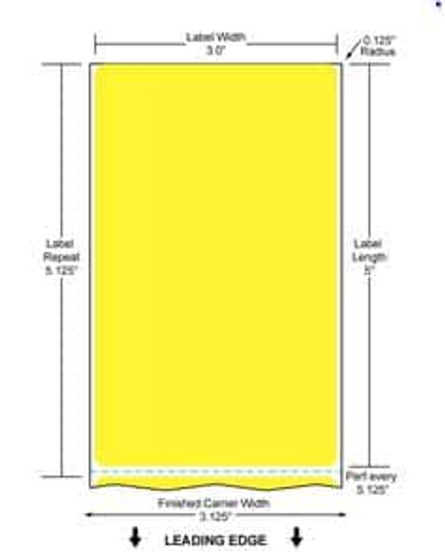 3" x 5" Paper Label (Yellow) (Case) - RD-3-5-1200-YL