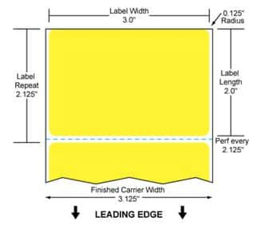 3" x 2" Color Label (Yellow) (Case) - RD-3-2-735-YL