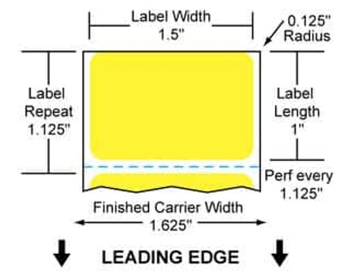 1.5" x 1" Color Label (Yellow) (Case) - RD-15-1-1375-YL