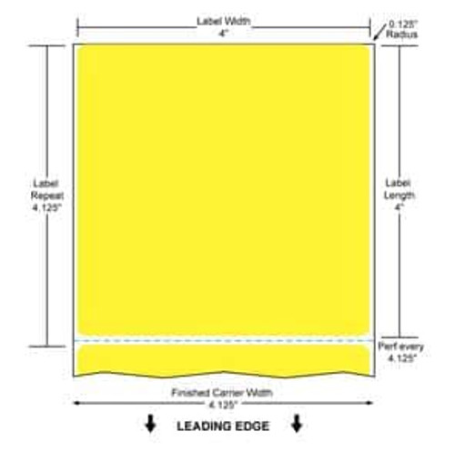 4" x 4" Color Label (Yellow) (Case) - RD-4-4-380-YL