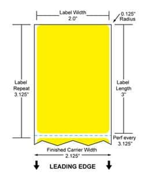 2" x 3" Color Label (Yellow) (Case) - RFC-2-3-500-YL