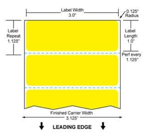 3" x 1" Color Label (Yellow) (Case) - RFC-3-1-5500-YL