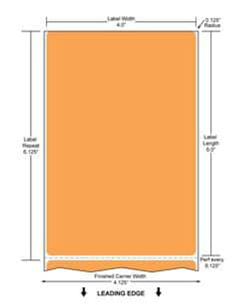 4" x 6" Color Label (Orange) (Case) - RFC-4-6-250-OR