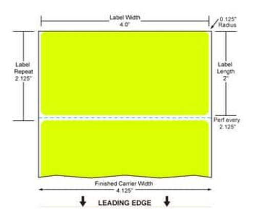 4" x 2" Color Label (Fluorescent Chartreuse) (Case) - FL-4-2-2900-CH