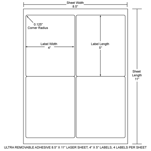 4" x 5" EDP Laser Sheet (Case) - RL-4-5-4-UR