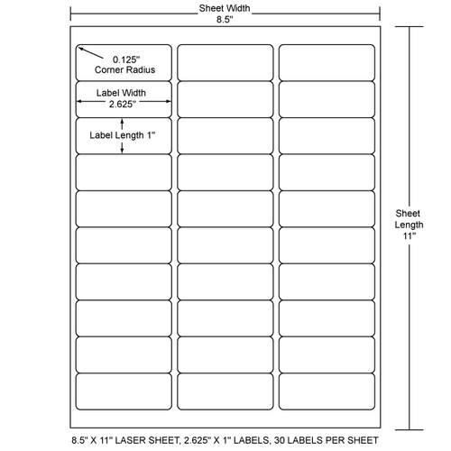 2.625" x 1" EDP Laser Sheet (Case) - RL-2625-1-30-RC