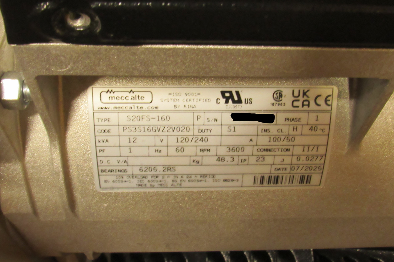 Winco 351836-1 12kW generator end S20FS-160/A