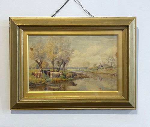 'Autumn on the Chelmer' Watercolour By William Sidney Cooper (1854-1927) 'Autumn on the Chelmer' Watercolour By William Sidney Cooper (1854-1927)