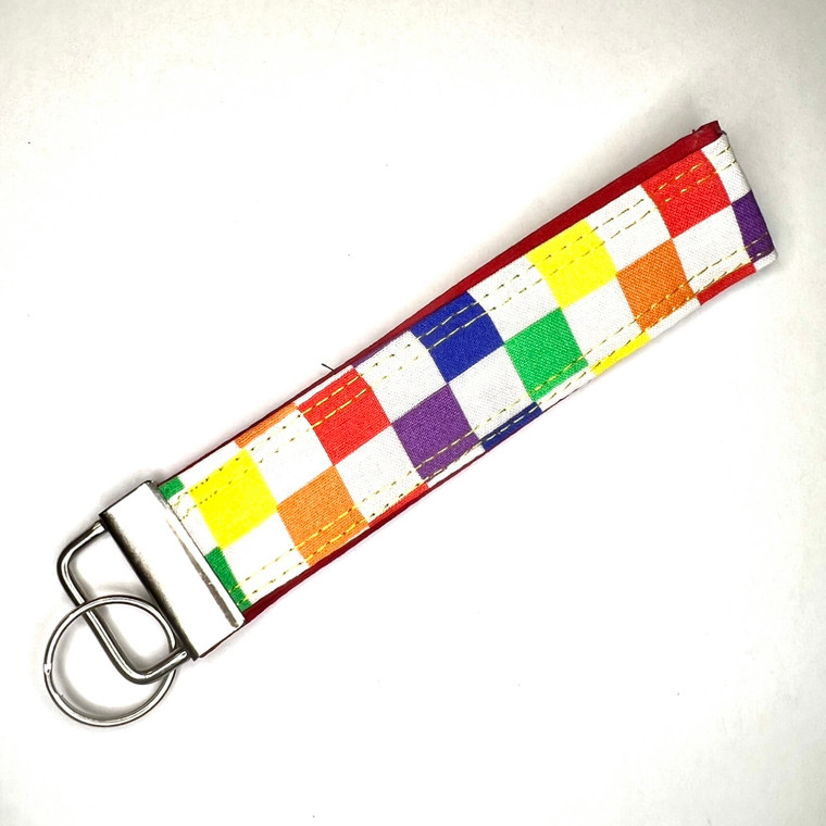 Rainbow Checker Keychain