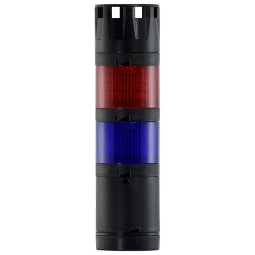 Stacklight, 120Vac LED Flashing 2-way Blue Red with Buzzer