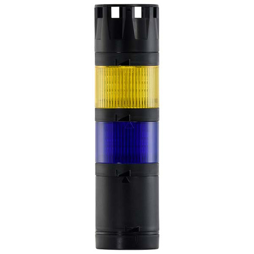 Stacklight, 120Vac LED Flashing 2-way Blue Yellow with Buzzer