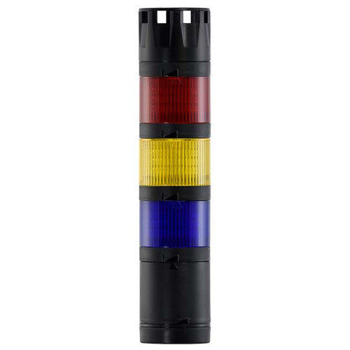Stacklight, 120Vac LED Flashing 3-way Blue Yellow Red with Buzzer
