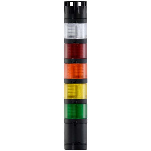 Stacklight, 120Vac LED Flashing 5-way Green Yellow Amber Red White with Buzzer