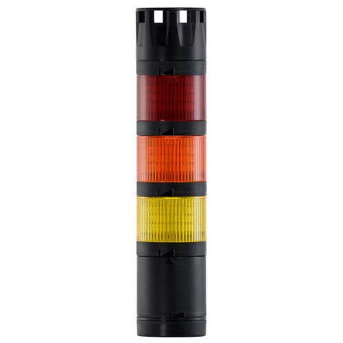 Stacklight, 120Vac LED Flashing 3-way Yellow Amber Red with Buzzer