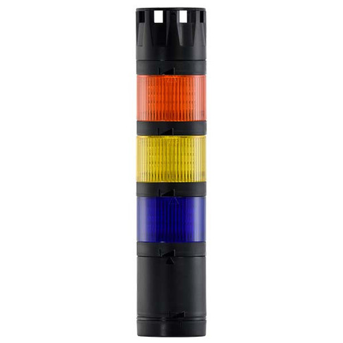 Stacklight, 24Vdc LED Flashing 3-way Blue Yellow Amber with Buzzer