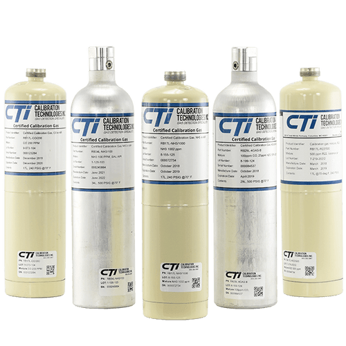 Certified Calibration Gas, 17L Cylinder, CGA 600 Valve, 400 ppm NH3, Balance Air