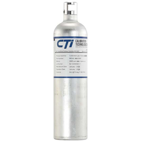Certified Calibration Gas, 34L Cylinder, C10 Valve, 10% H2S, Balance N2