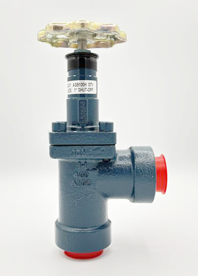 asb100h, blue painted valve, gold handwheel