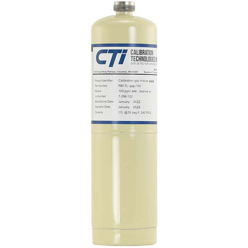 Certified Calibration Gas, 17L Cylinder, CGA 600 Valve, 500ppm R134A, Balance Air