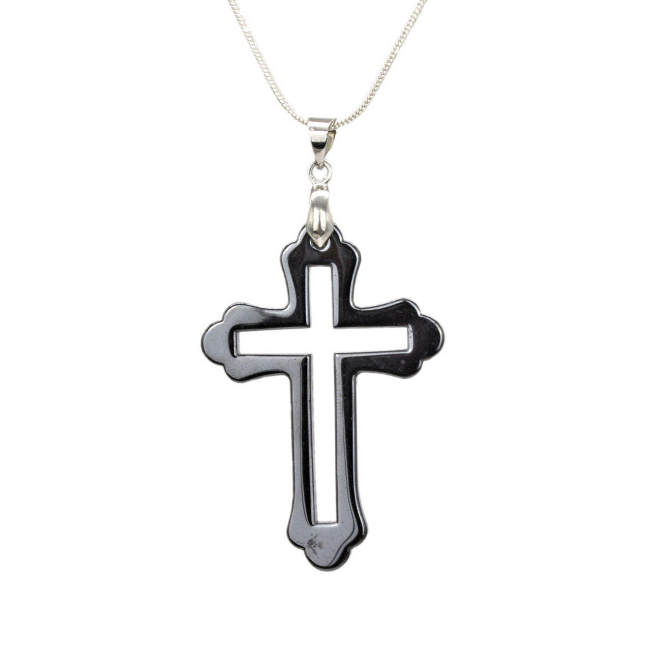 hematite cross necklace