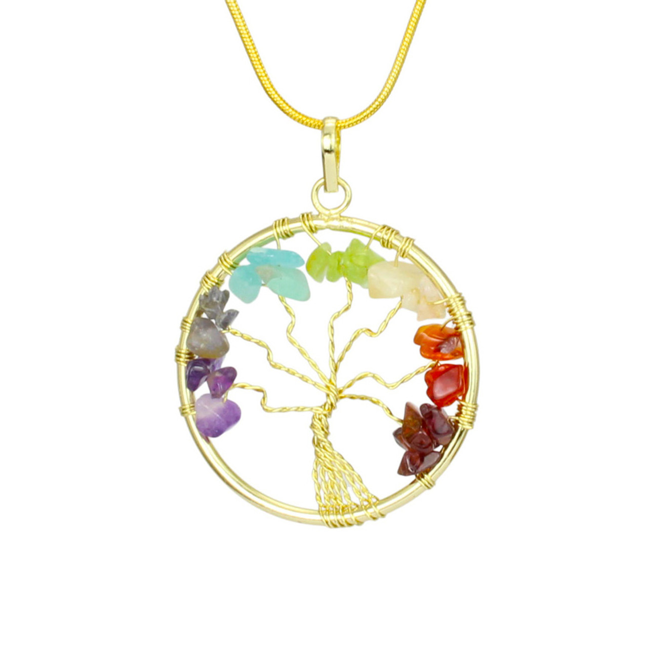 Amazon.com: PESOENTH 7 Chakra Necklace Healing Crystal Tree of life Wire  Wrapped Moon Shape Pendant Necklace Reiki Spirtual Crystals Quartz Crescent  Moon Pendant for Women Men Jewelry Gift : Health & Household