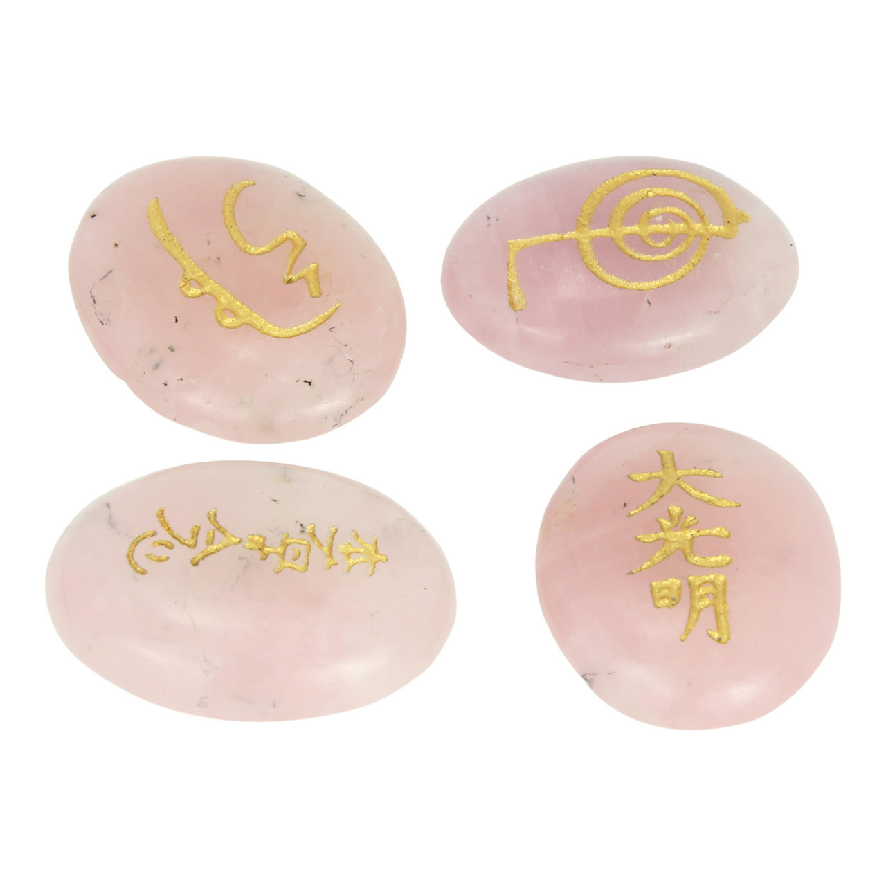 Reiki Master Symbols Set Rose Quartz Crystal 4 Stones
