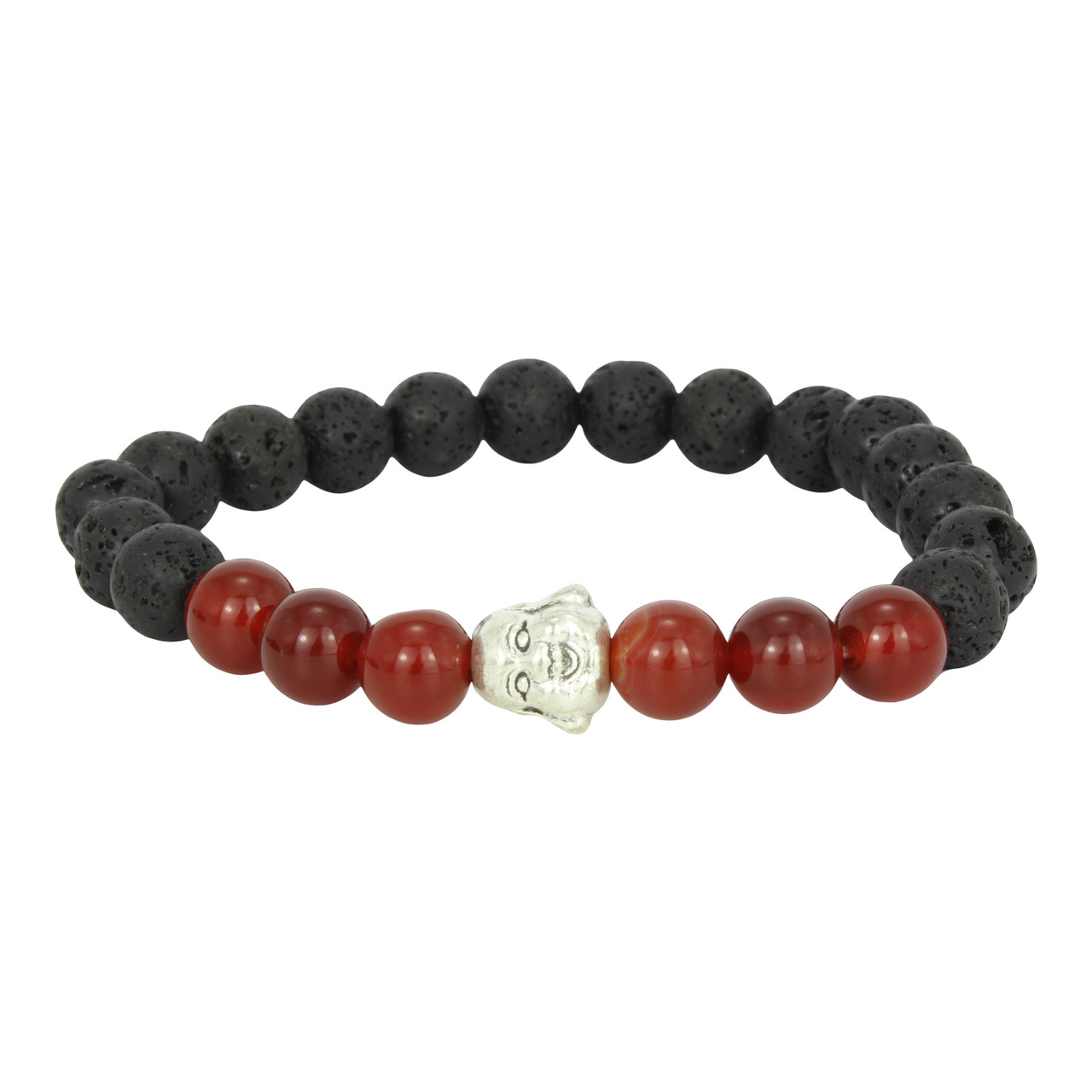 Healing Buddha Head Prayer Volcanic Lava Natural Stone Strand Bead Bracelet  For Men Black Beaded Yoga Women armband Jewelry