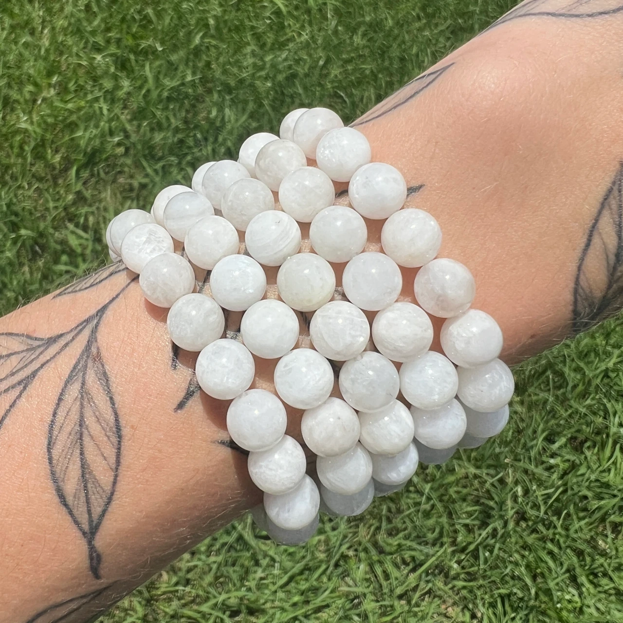 White Moonstone Sphere Bracelet