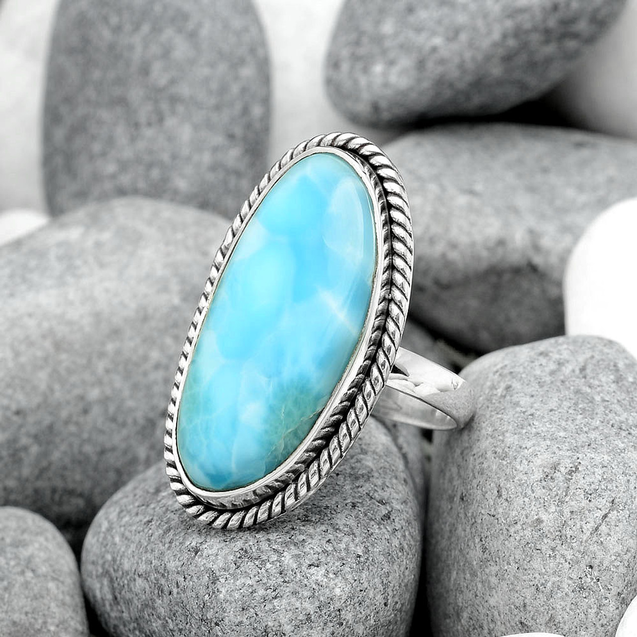 Top Grade Larimar (Dominican Republic) Ring Size: 7.5