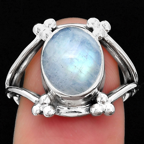 Rainbow Moonstone Ring Size - 6