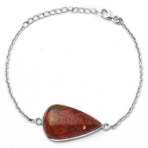 Red Moss Agate Bracelet , Length 7 To 8.5 inch