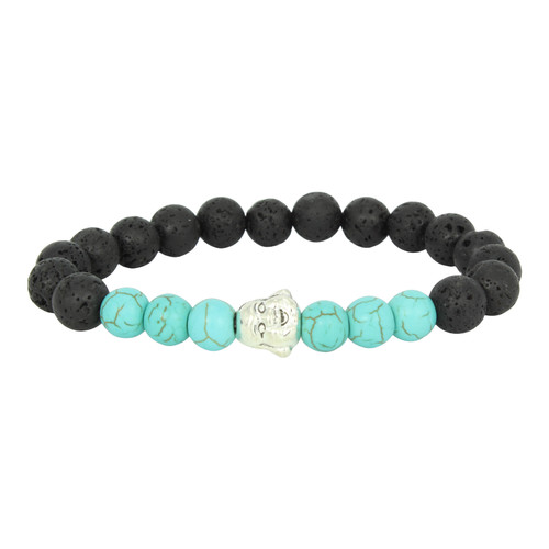 Lava and Turquoise Howlite Buddha Bracelet