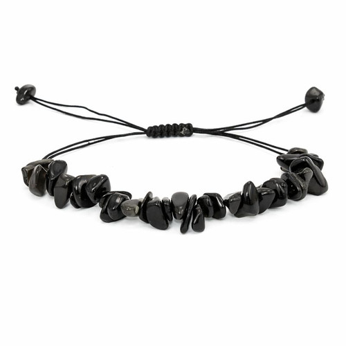 Black Obsidian Chip String Bracelet