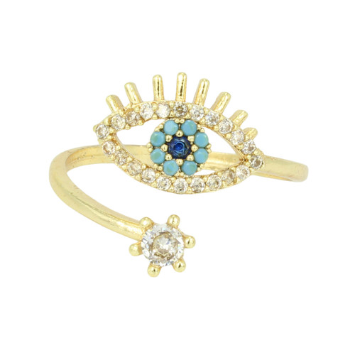 Gold Plated Evil Eye Wrap Ring