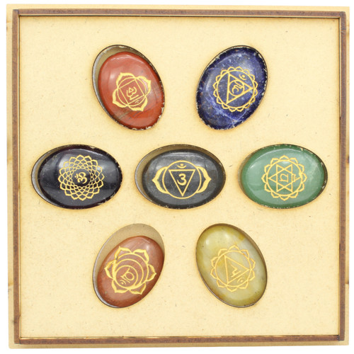 Sanskrit 7 Chakra Stone Set with Box